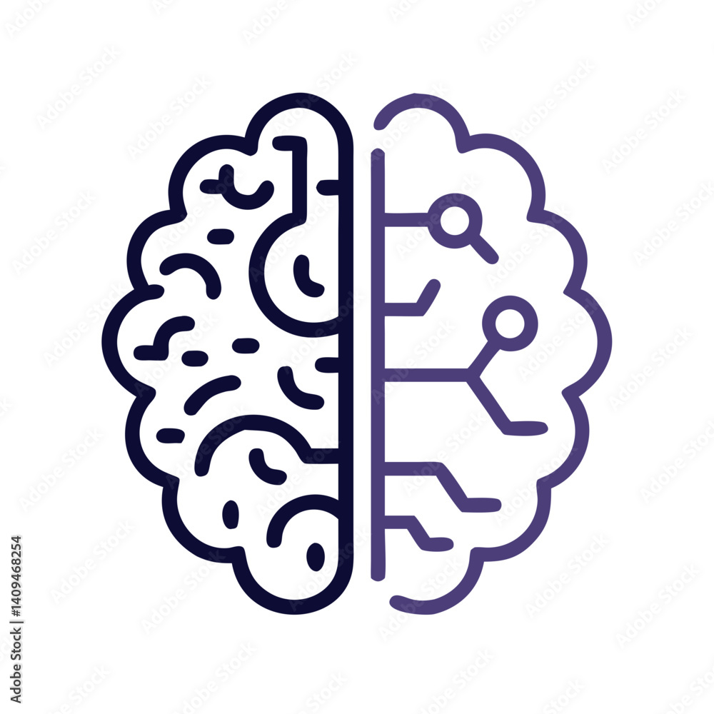 Poster Brain Half Circuit Icon Representing Artificial Intelligence and Cognitive Computing