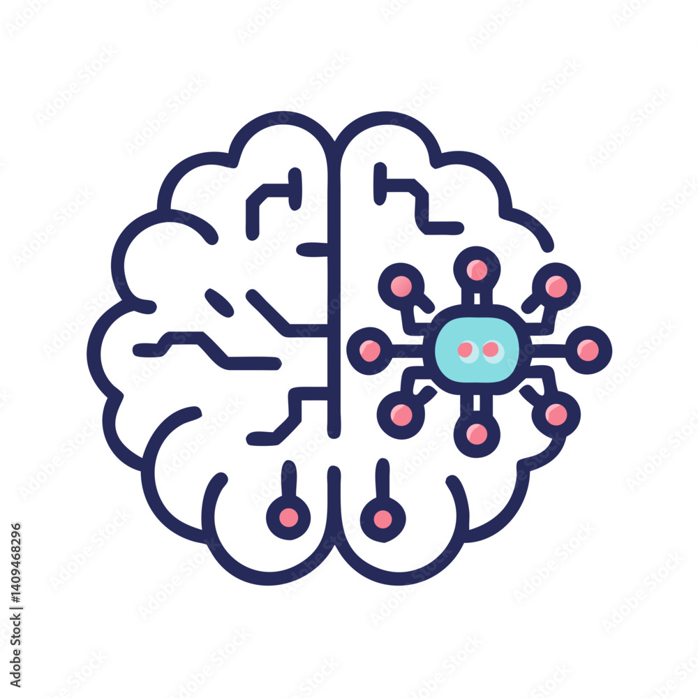 Poster Brain with Circuits Icon Representing Machine Learning and AI Processing