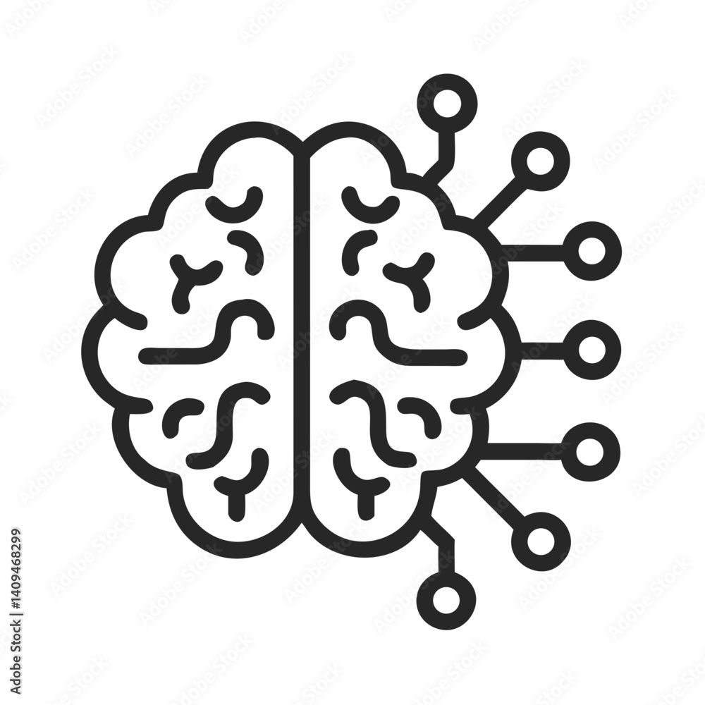 Poster Brain with Circuits Icon Representing Machine Learning and AI Processing