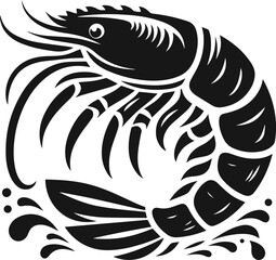 Simple Minimalist Prawn or Shrimp Vector Art, Elegant Shrimp Illustration on White or Transparent Background