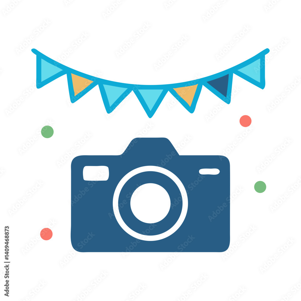 Poster camera icon representing party photography and event documentation