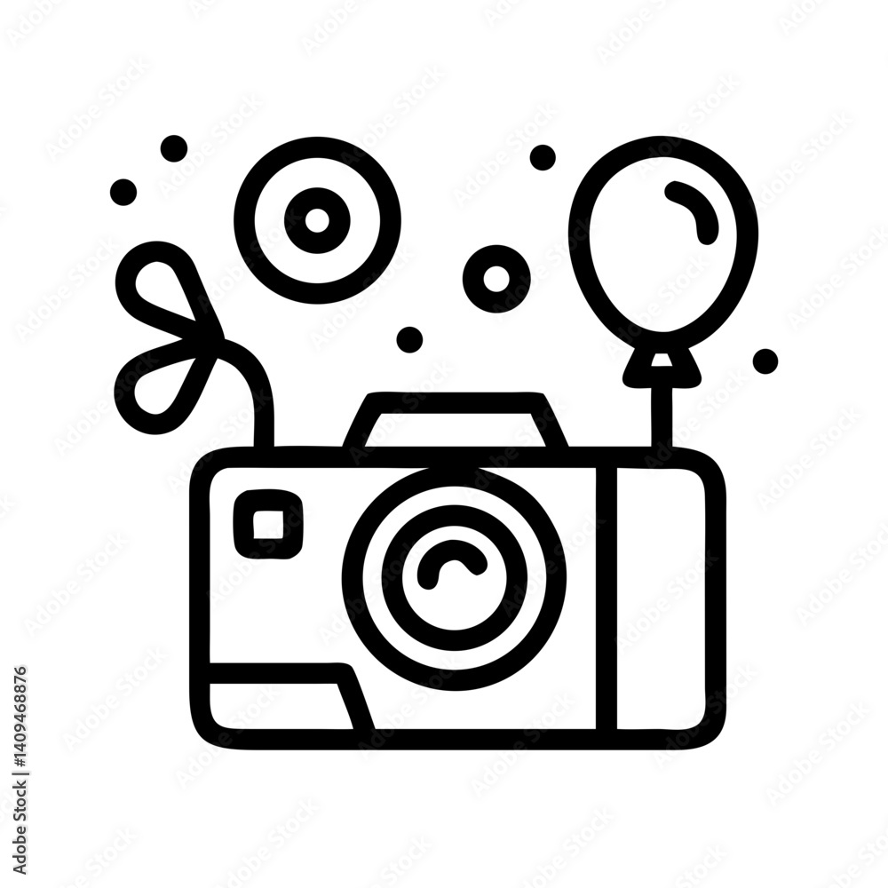 Poster camera icon representing party photography and event documentation