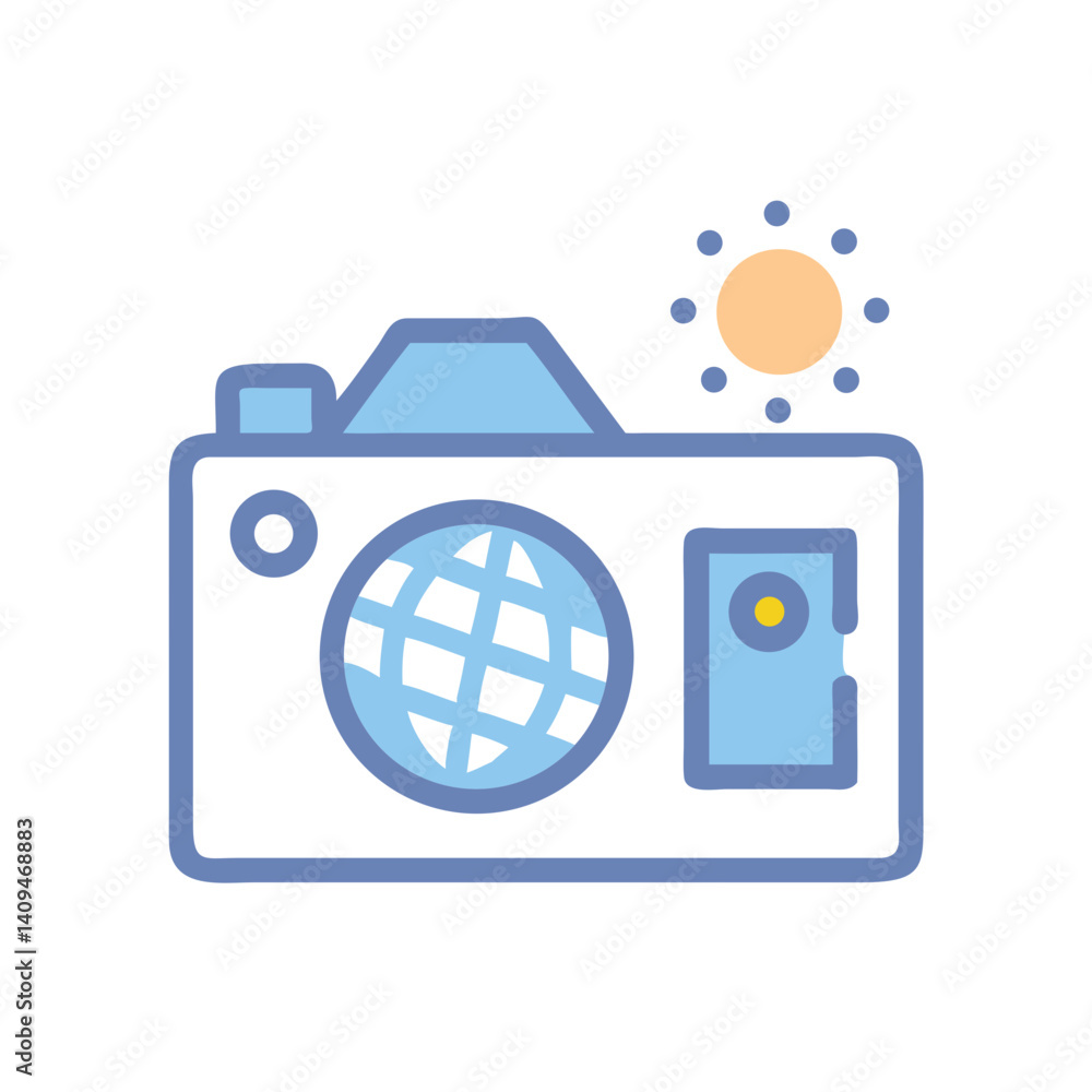 Poster camera icon representing party photography and event documentation