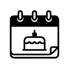Calendar with Cake Symbol Representing Birthday Celebration and Event