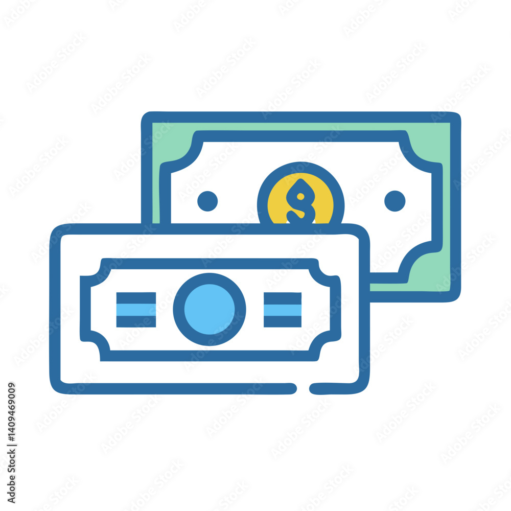Poster cash and credit card icon representing payment methods and financial transactions
