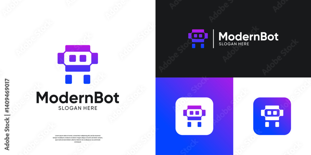 Poster abstract letter a bot logo design. abstract virtual assistant robot tech logo.