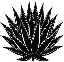 Aloe Vera Silhouette Black Vector | Medicinal Plant, Herbal & Nature Design