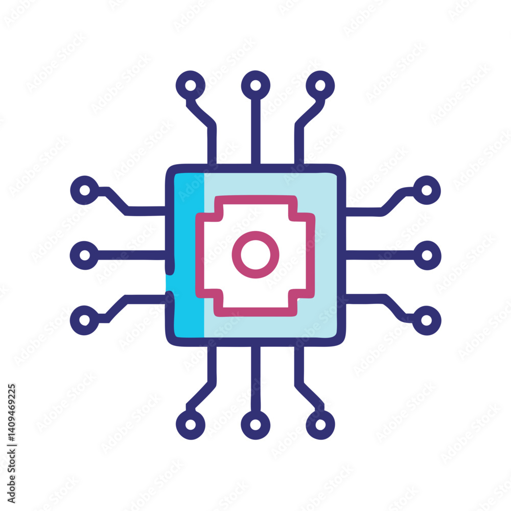Poster Chipset Icon Representing AI Hardware Component and Processing Unit