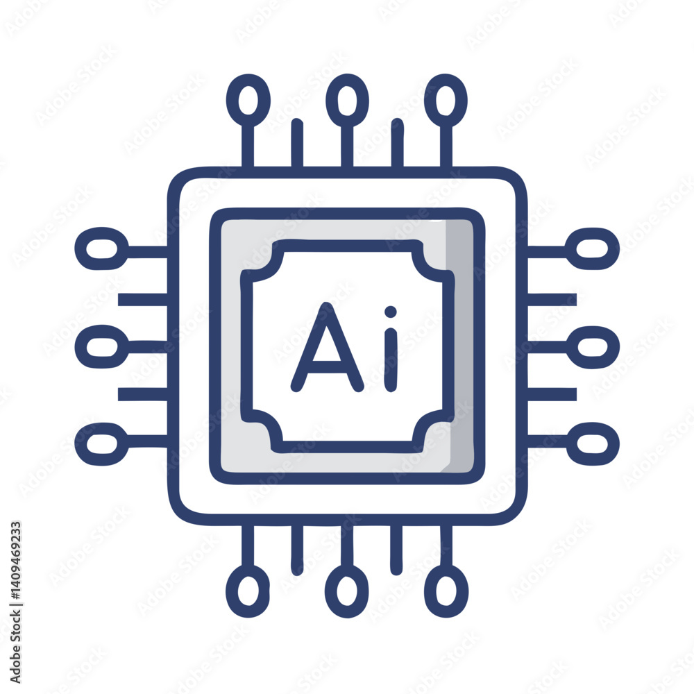 Aufkleber Chipset Icon Representing AI Hardware Component and Processing Unit