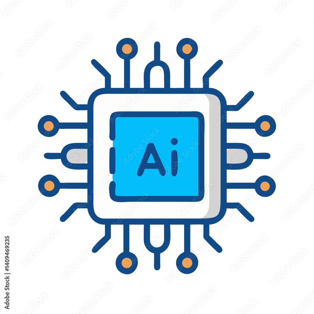Poster Chipset Icon Representing AI Hardware Component and Processing Unit