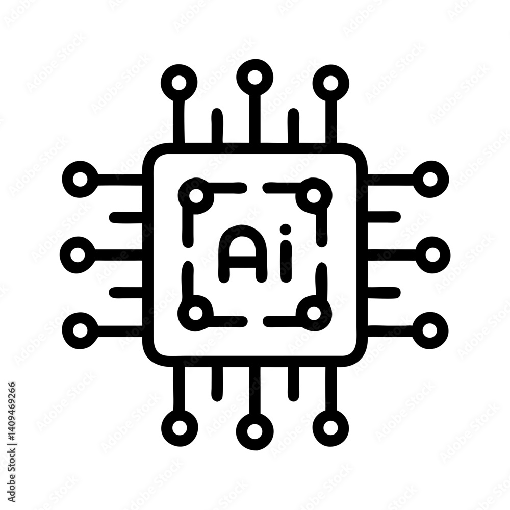 Poster Chipset Icon Representing AI Hardware Component and Processing Unit