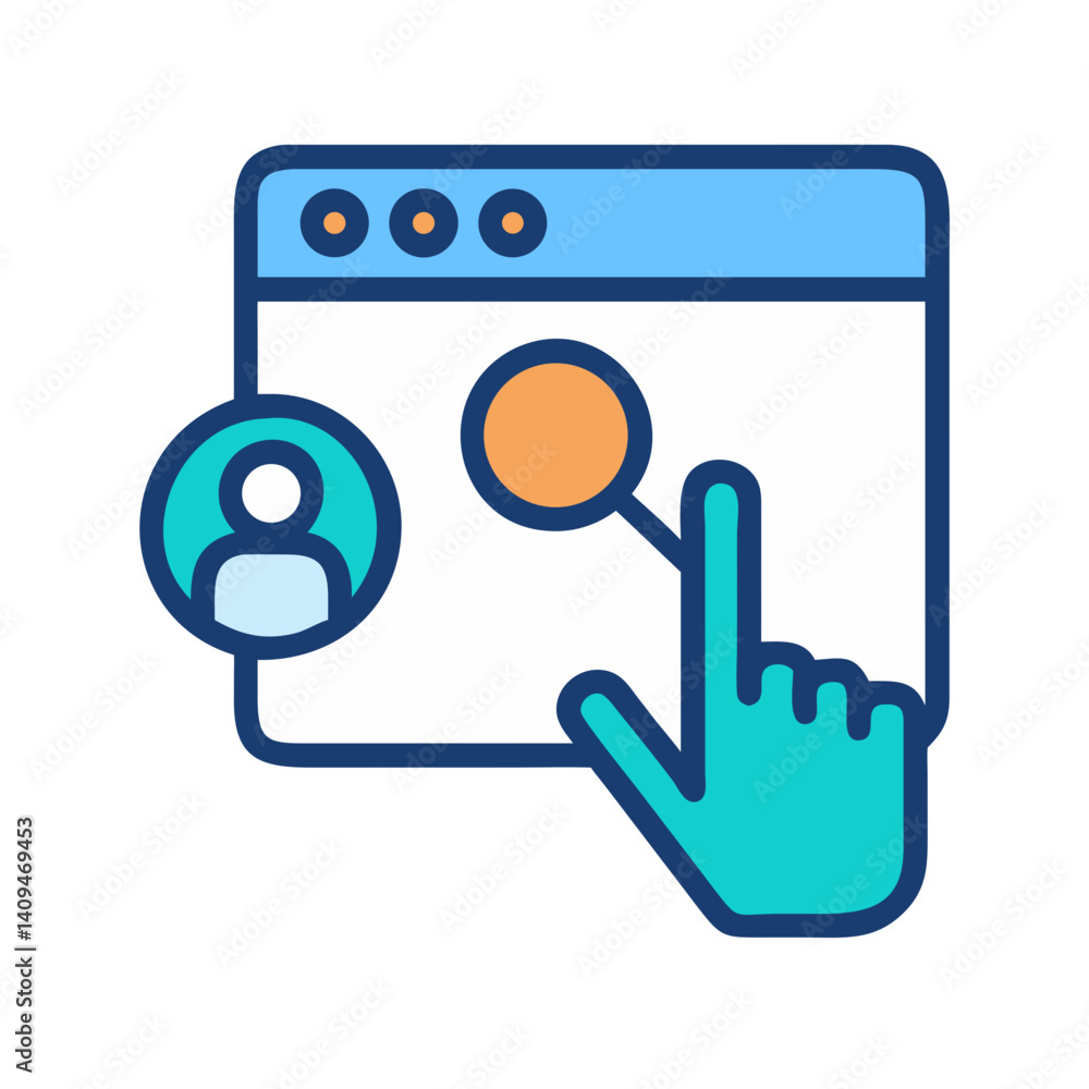 Poster Click Interaction Icon Representing User Behavior and Digital Engagement