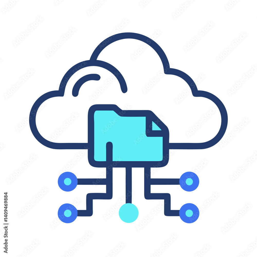 Aufkleber Cloud with Folder Icon Representing AI Data Storage and Cloud Computing