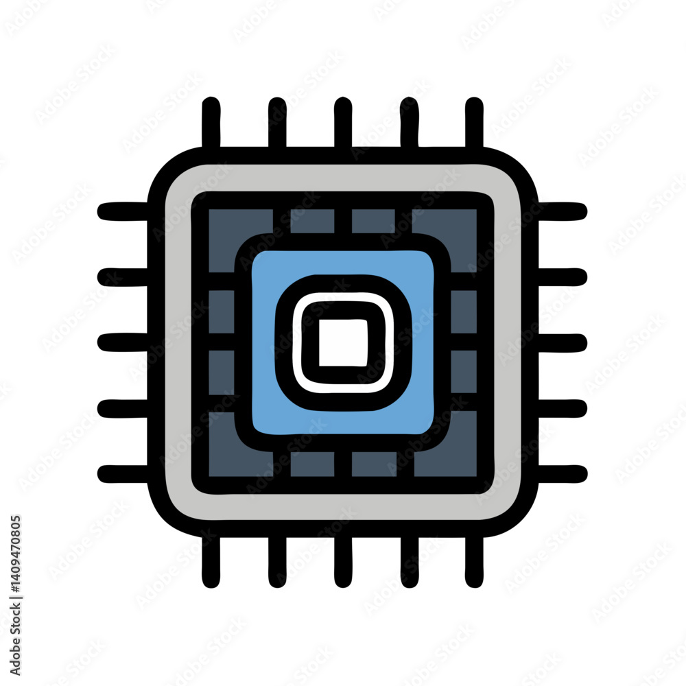 Poster CPU Chip Icon Representing Machine Processing and Computational Power