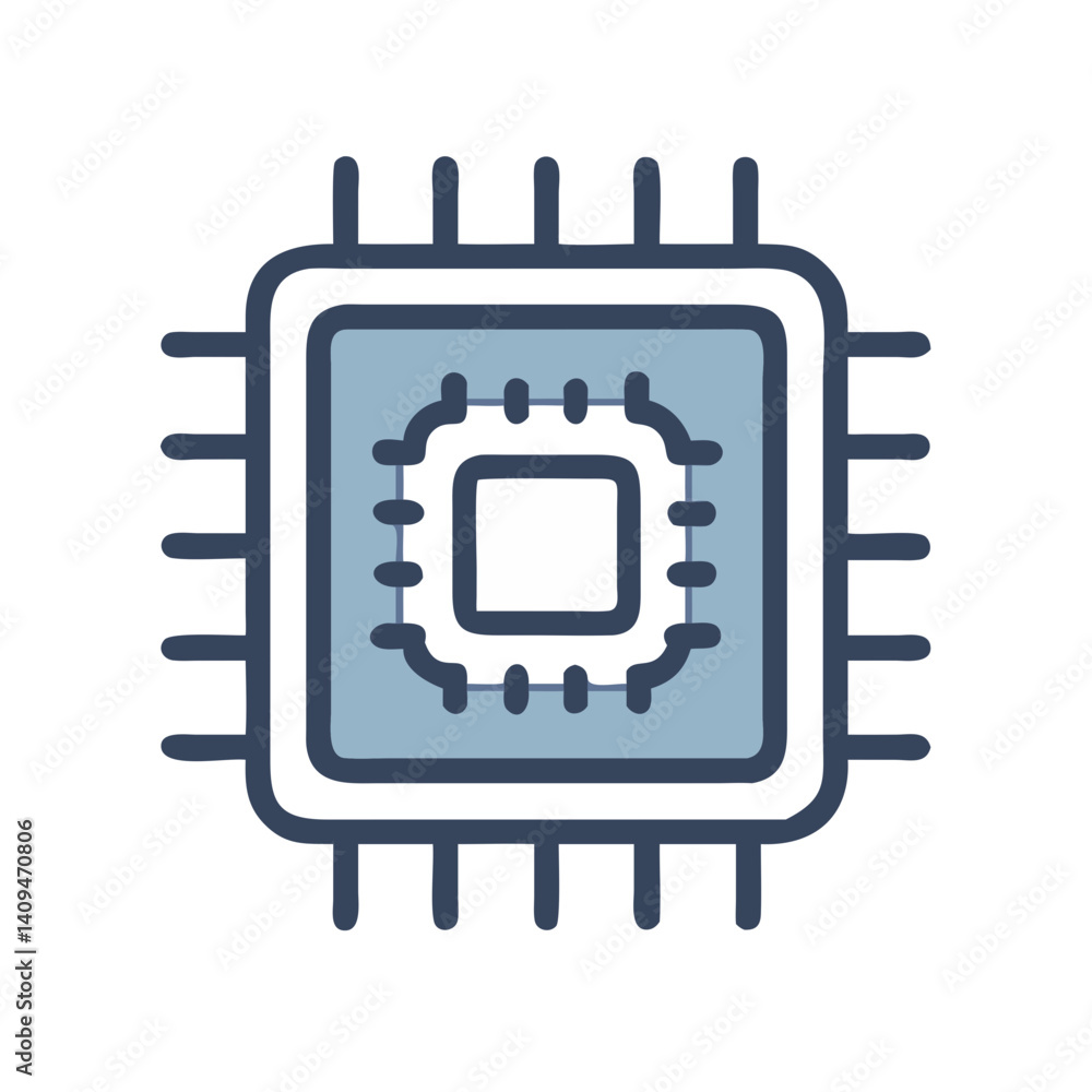 Poster CPU Chip Icon Representing Machine Processing and Computational Power