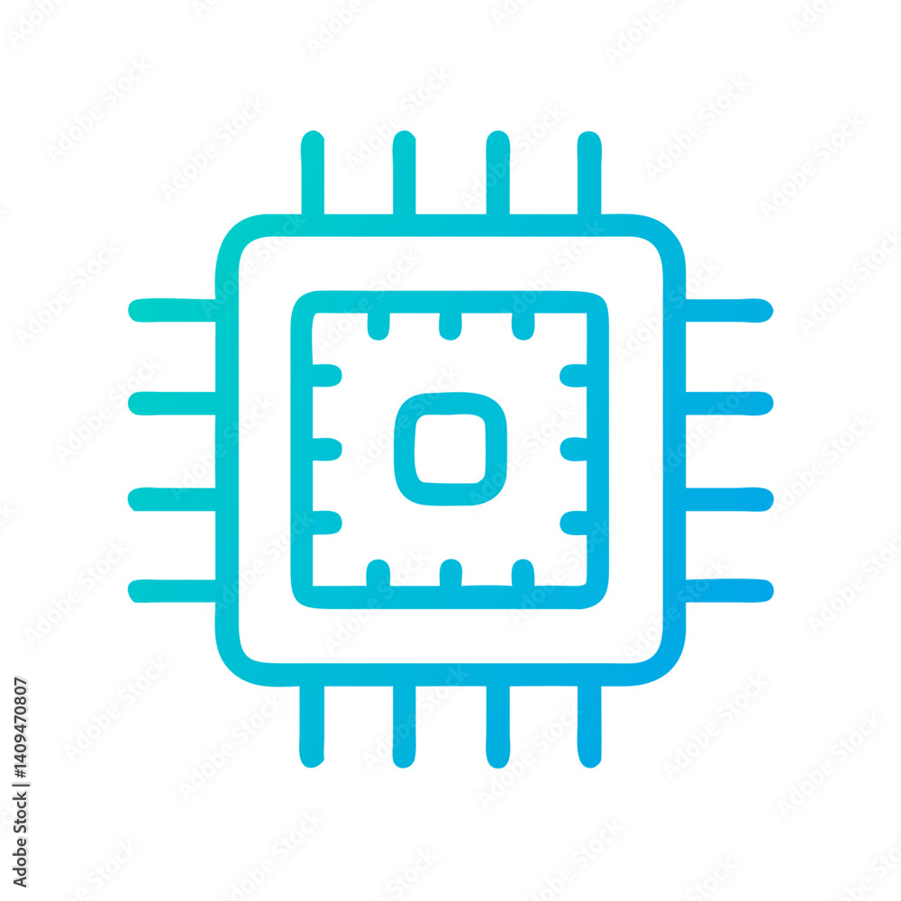 Fototapete CPU Chip Icon Representing Machine Processing and Computational Power