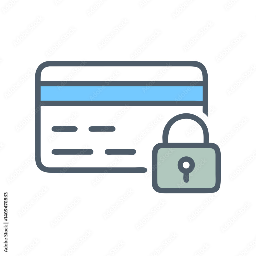 Poster credit card with cvv icon representing secure payment and financial transaction