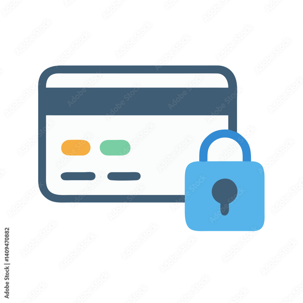Poster credit card with cvv icon representing secure payment and financial transaction