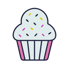 Cupcake with Sprinkles Icon Representing Sweet Treat and Dessert