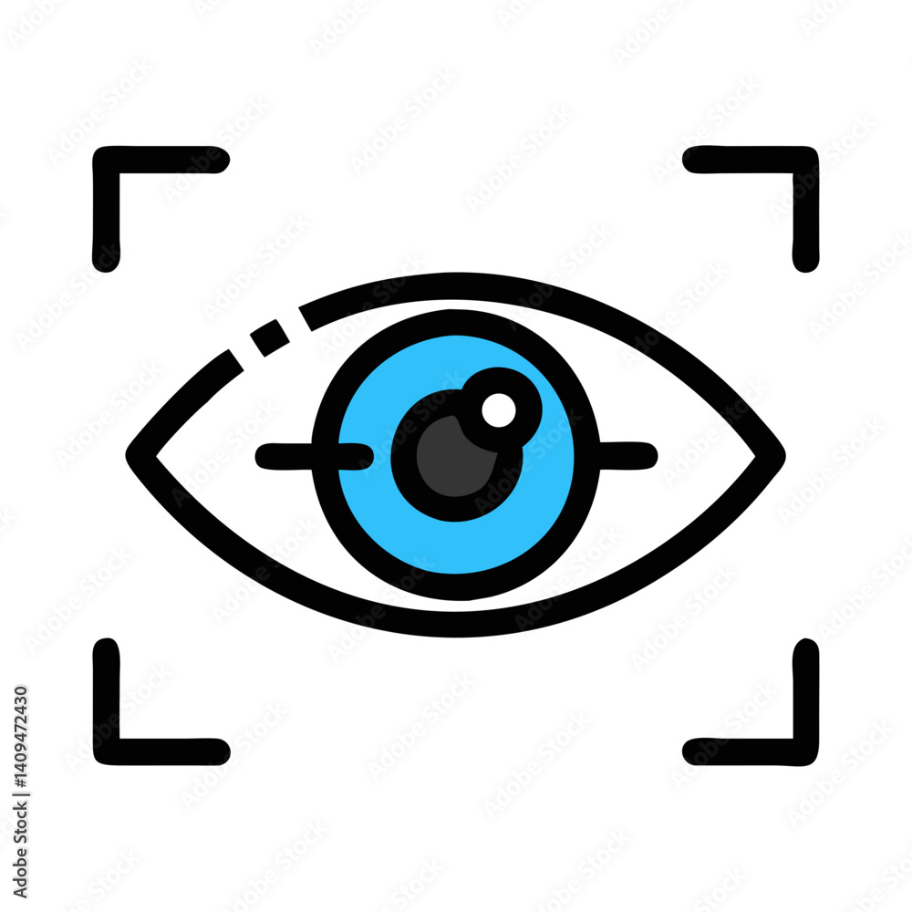 Aufkleber Eye with Scanner Frame Icon Representing AI Vision and Machine Learning