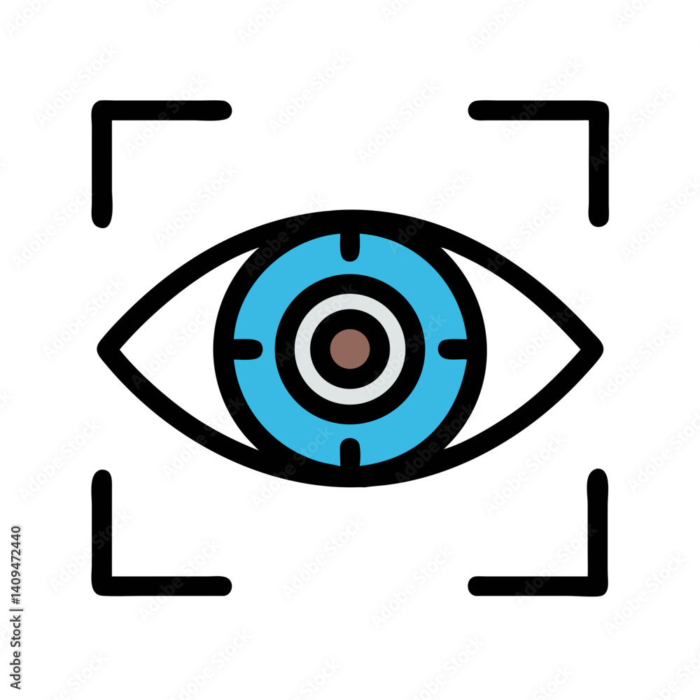 Poster Eye with Scanner Frame Icon Representing AI Vision and Machine Learning