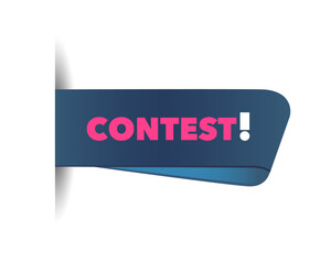 lettering contest vector banner template with shadow text on dark blue ribbon