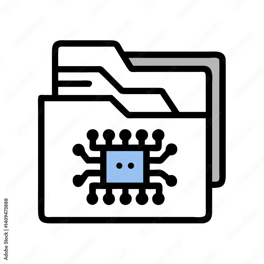 Fototapete Folder with Circuits Icon Representing AI File and Digital Intelligence Storage