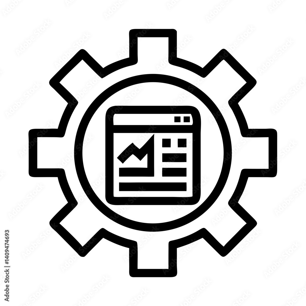 Leinwandbilder Gear with Layout Icon Representing Content Management and Digital Configuration