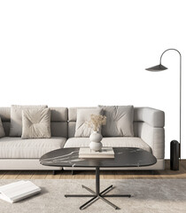 Free PNG wallpaper mockup in Interior Living Room, Modern living room with a stylish sofa, coffee...