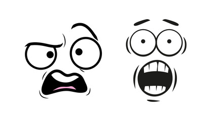 Hilarious surprised reaction illustration, isolated, with exaggerated facial features