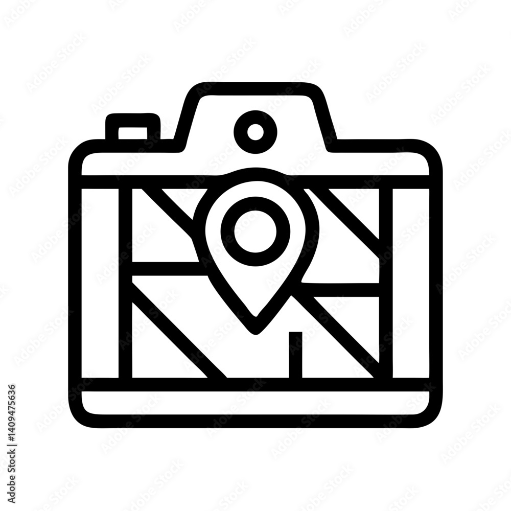 Aufkleber GPS with Camera Icon Representing Location-Based Photography and Navigation