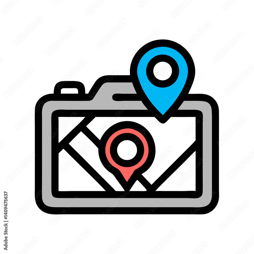 Aufkleber GPS with Camera Icon Representing Location-Based Photography and Navigation