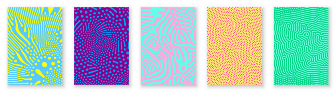 Organic pattern abstract backgrounds with color splash flow lines. Vector groovy psychedelic backgrounds with organic patterns in abstract modern trendy design