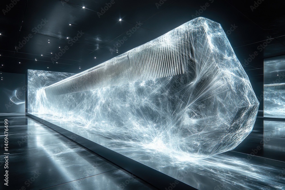 Poster an abstract futuristic design with a glowing geometric structure