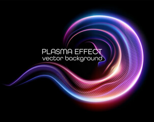 Vector neon pattern with concentric waves. Abstract 3d sphere. Ideal for projects related to technology, data visualization and digital effects.