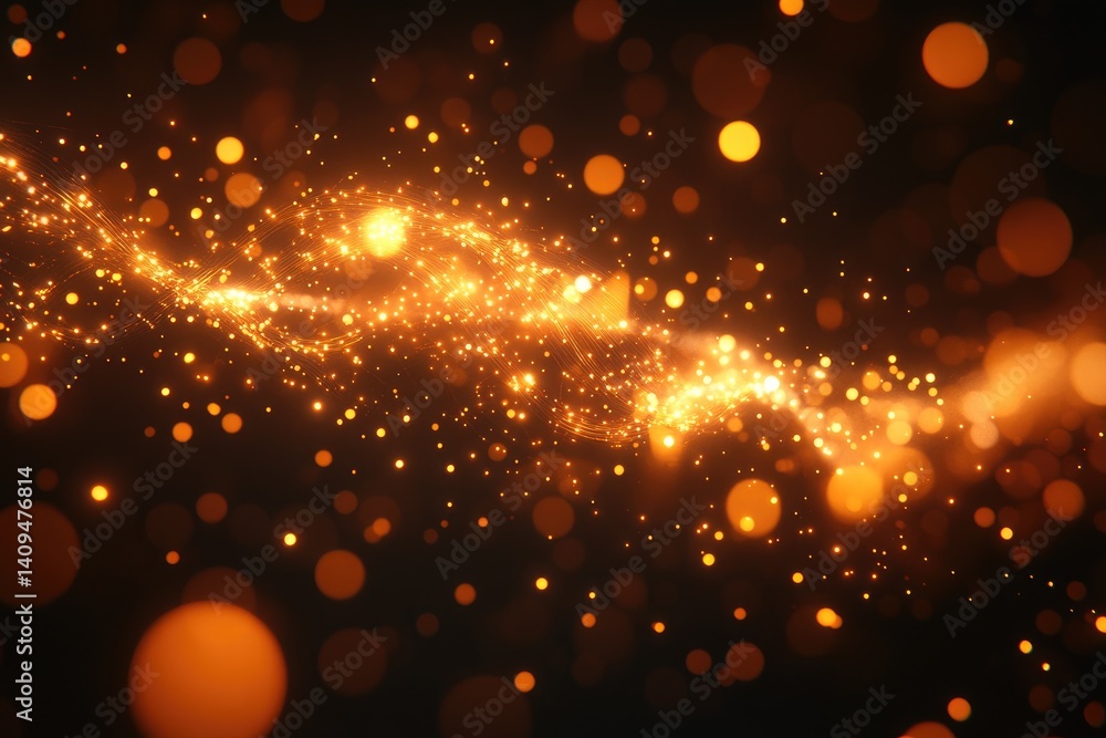 Poster an abstract image displaying sparkling lights in a dark background