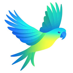 Fototapeta premium Soaring Parrot: A vibrant illustration of a parrot in mid-flight, showcasing a spectrum of vivid colors and capturing the spirit of freedom and adventure.