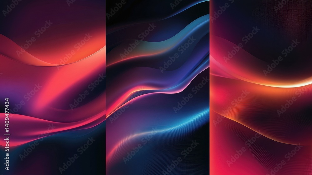 Poster set of abstract trendy in blending gradient color for background. smooth minimalist color texture fo
