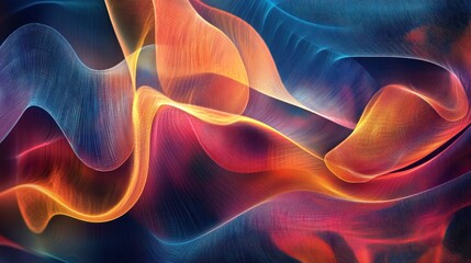 Obraz premium Abstract swirling vibrant orange, blue, red, and dark waves.