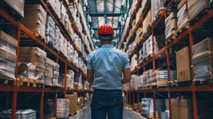 Obraz premium Logistics warehouse manager coordinating transportation logistics. minimalist,