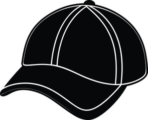 Golf Hat Silhouette Black Vector | Sports Cap, Outdoor Game & Athlete Style Design