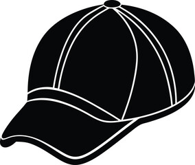 Golf Hat Silhouette Black Vector | Sports Cap, Outdoor Game & Athlete Style Design