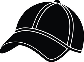 Golf Hat Silhouette Black Vector | Sports Cap, Outdoor Game & Athlete Style Design