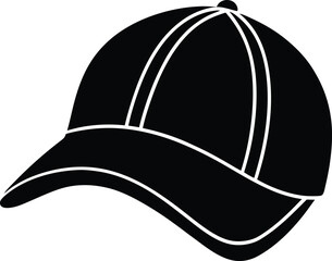 Golf Hat Silhouette Black Vector | Sports Cap, Outdoor Game & Athlete Style Design