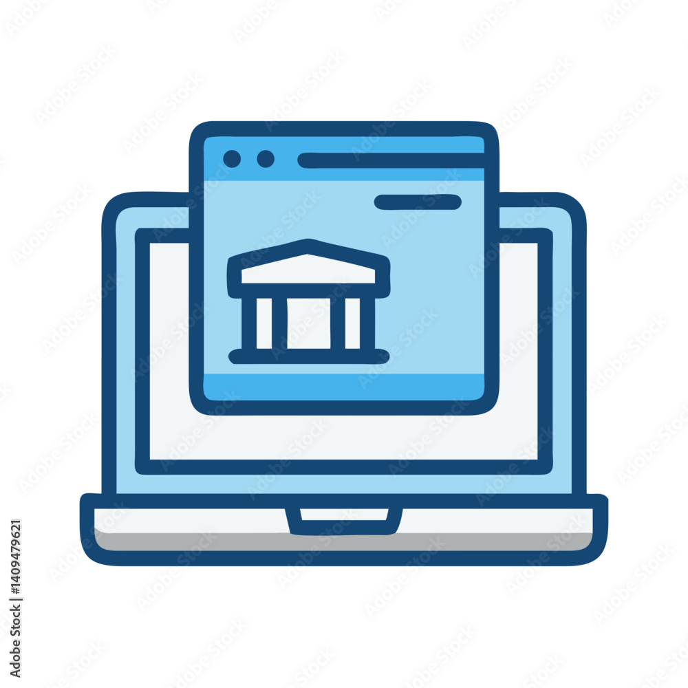 Poster Laptop with Card Reader Icon Representing Online Payment Processing