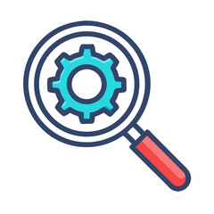 Obraz premium Magnifier with Gear Icon Representing SEO Optimization