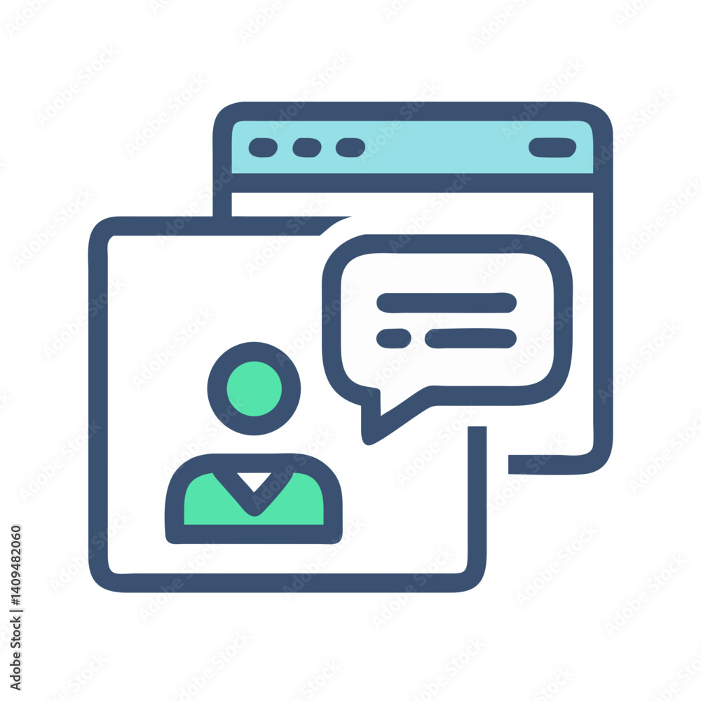 Poster messaging interface icon representing user engagement