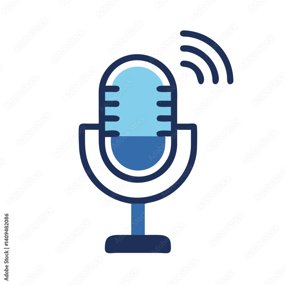 Poster microphone with speech icon representing podcast