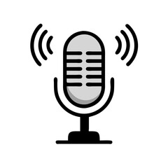 Microphone with Speech Icon Representing Podcast