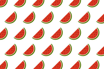 vector background seamless pattern of watermelon sliced and random pattern of watermelon seeds on white background,flat design .